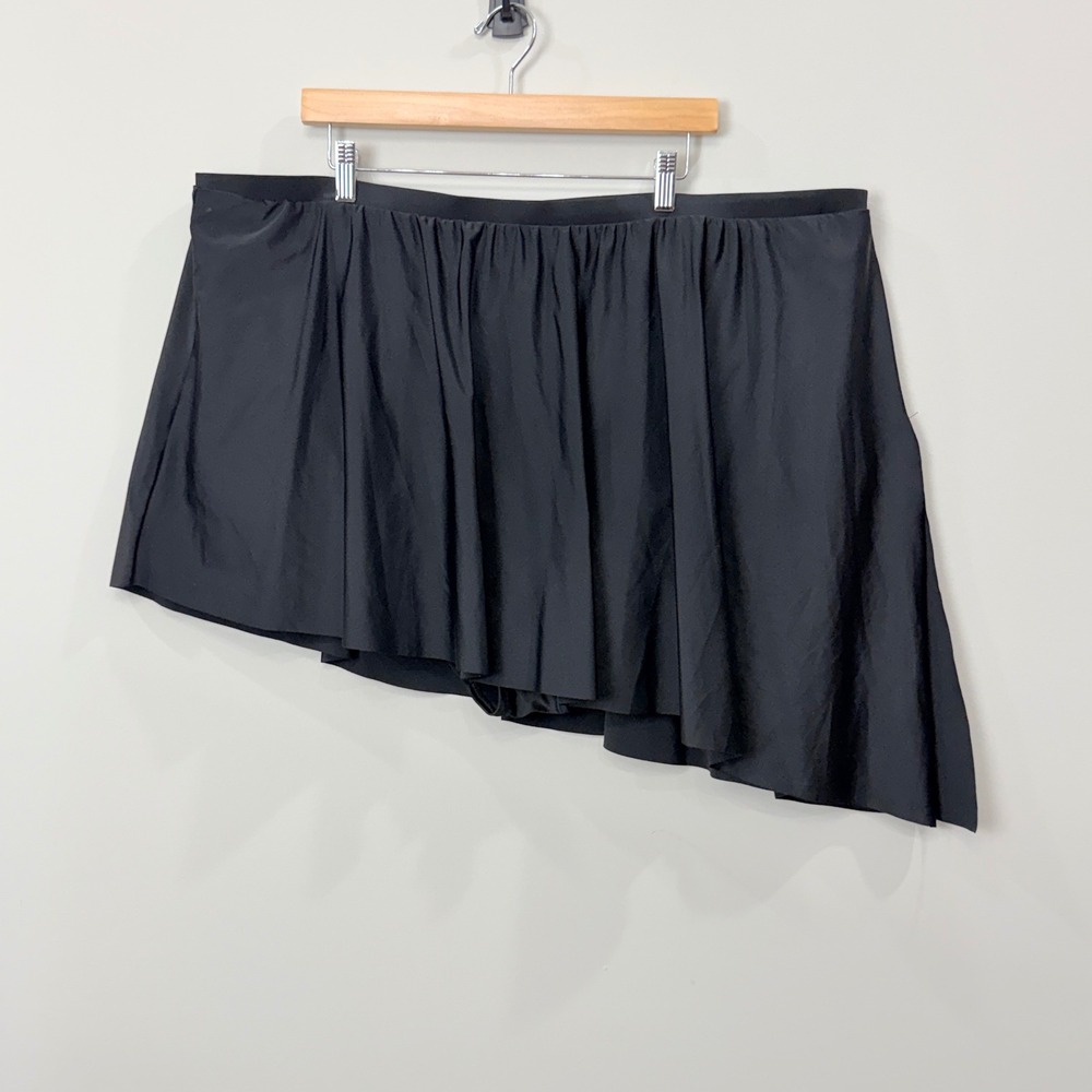 Torrid Womens 5 Black Asymmetrical Skirted Swim Bottom Built-in Brief High Waist